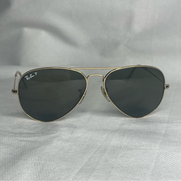 Ray-Ban P Classic Gold Metal Aviator Sunglasses Polarized Green 58[]14 RB3025 - Picture 2 of 16